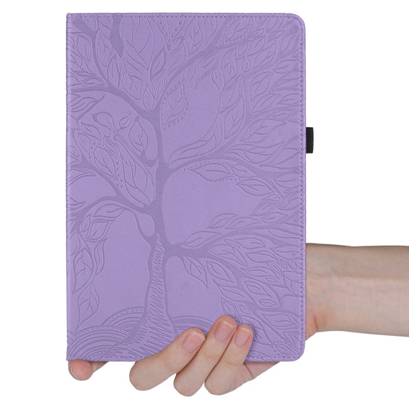 For Honor Pad 9 Tree Life Embossed Rotation Leather Tablet Case(Purple)