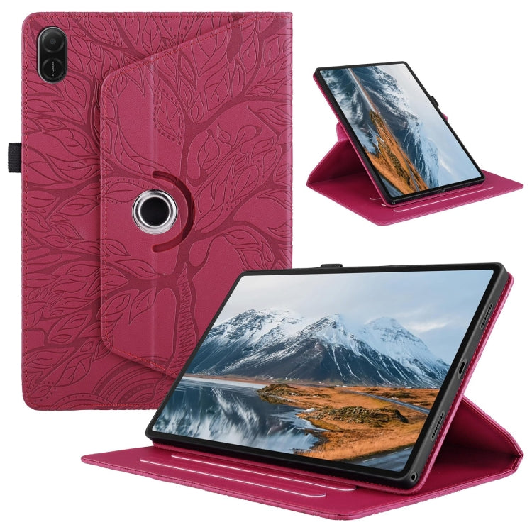 For Honor Pad X8a Tree Life Embossed Rotation Leather Tablet Case(Red)