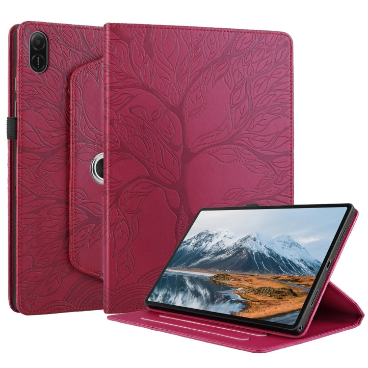 For Honor Pad X8a Tree Life Embossed Rotation Leather Tablet Case(Red)