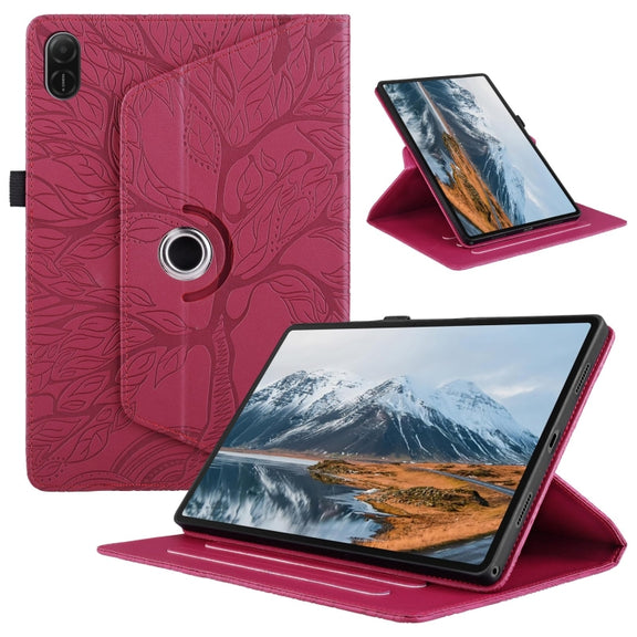 For Honor Pad X8a Tree Life Embossed Rotation Leather Tablet Case(Red)
