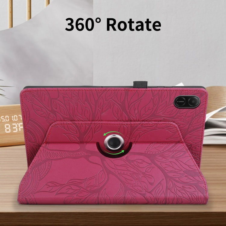 For Honor Pad X8a Tree Life Embossed Rotation Leather Tablet Case(Red)