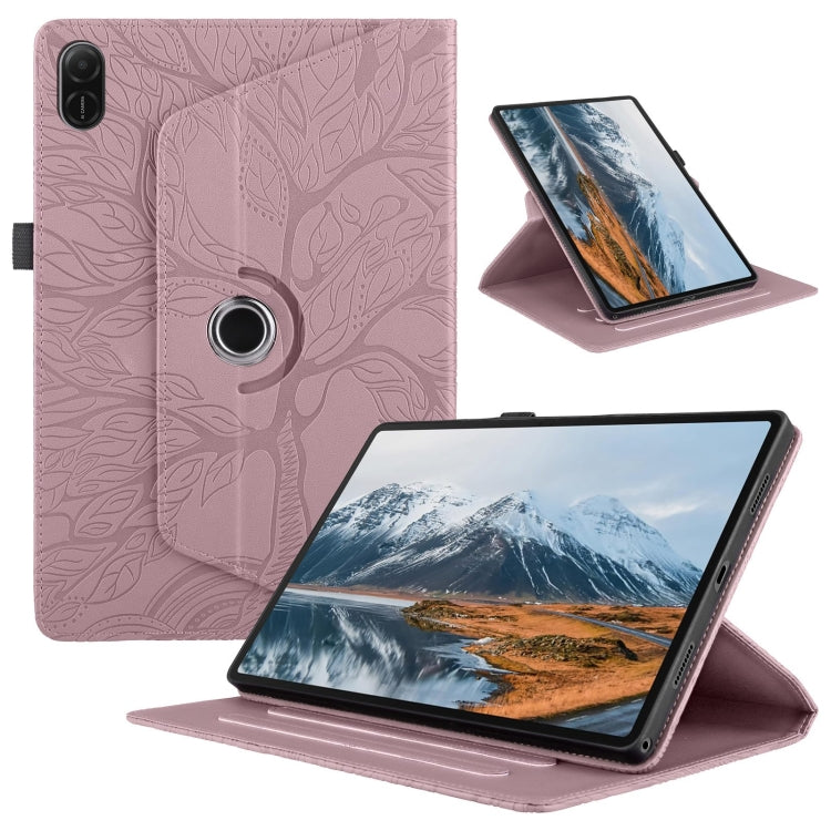 For Honor Pad X8a Tree Life Embossed Rotation Leather Tablet Case(Rose Gold)