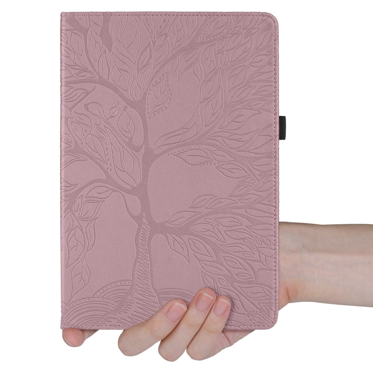 For Honor Pad X8a Tree Life Embossed Rotation Leather Tablet Case(Rose Gold)