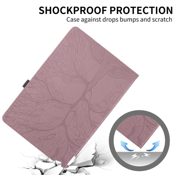 For Honor Pad X8a Tree Life Embossed Rotation Leather Tablet Case(Rose Gold)