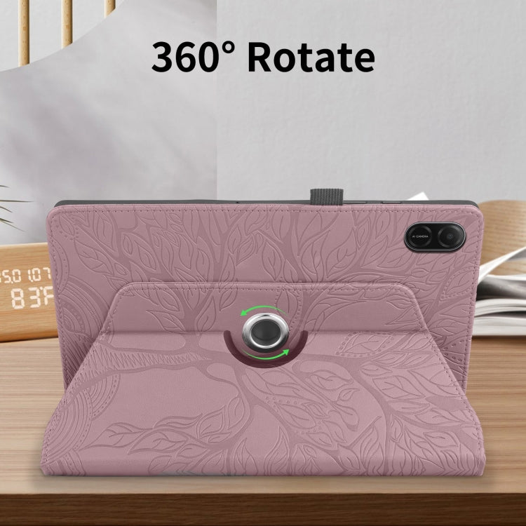 For Honor Pad X8a Tree Life Embossed Rotation Leather Tablet Case(Rose Gold)