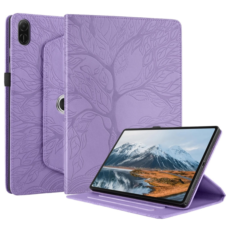 For Honor Pad X8a Tree Life Embossed Rotation Leather Tablet Case(Purple)
