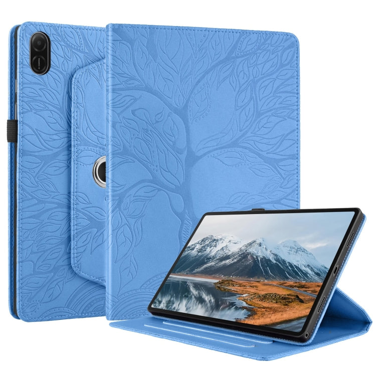 For Honor Pad X8a Tree Life Embossed Rotation Leather Tablet Case(Blue)