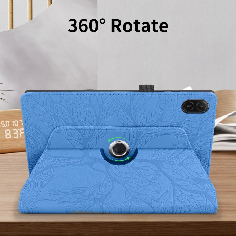 For Honor Pad X8a Tree Life Embossed Rotation Leather Tablet Case(Blue)