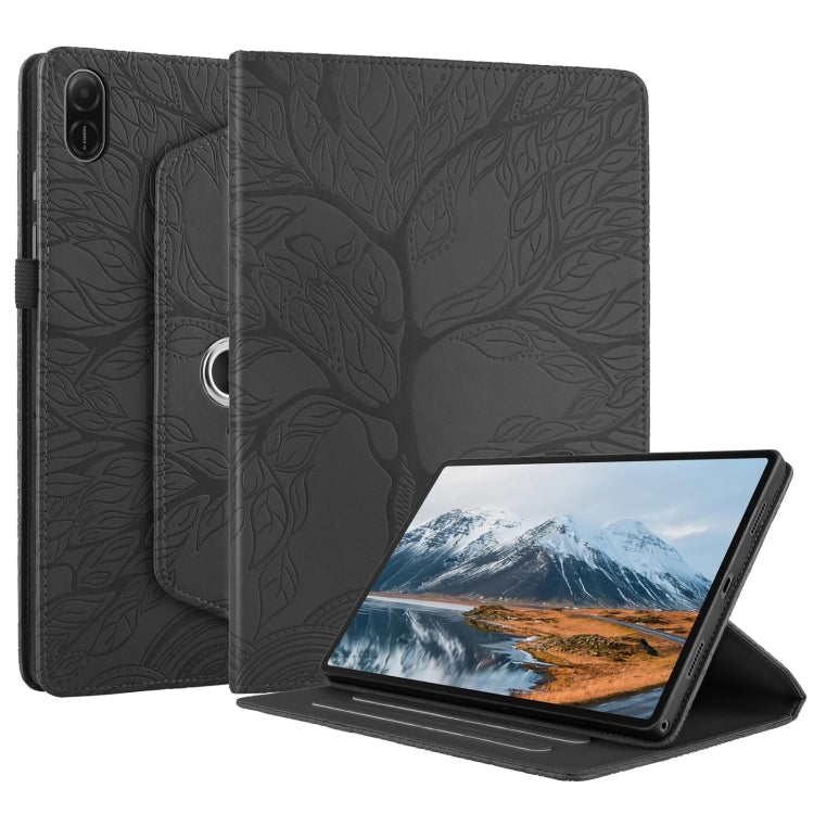 For Honor Pad X8a Tree Life Embossed Rotation Leather Tablet Case(Black)