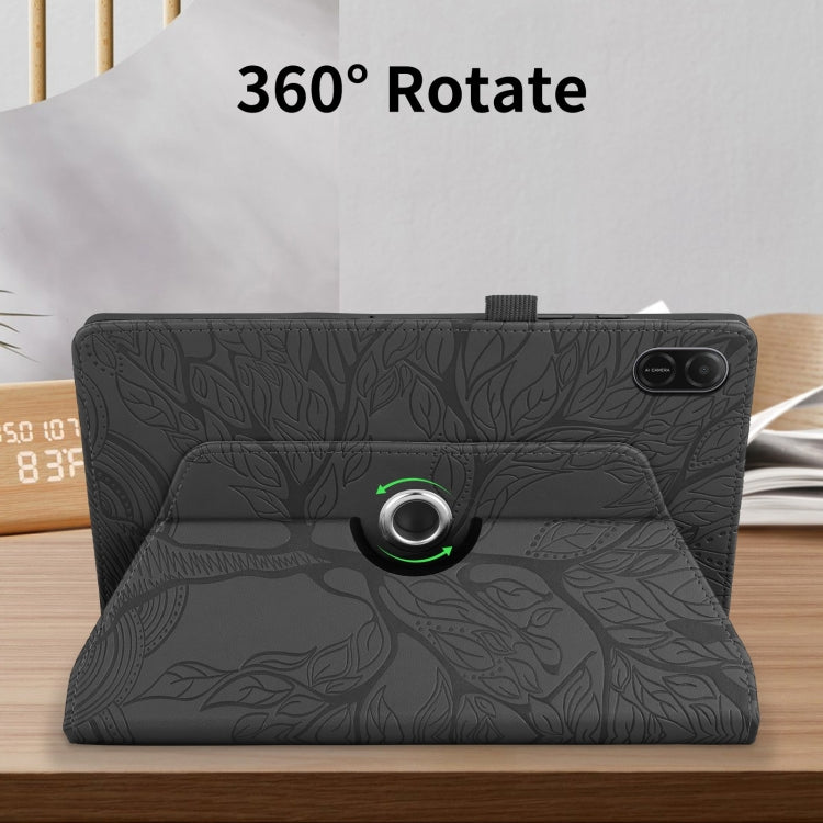 For Honor Pad X8a Tree Life Embossed Rotation Leather Tablet Case(Black)