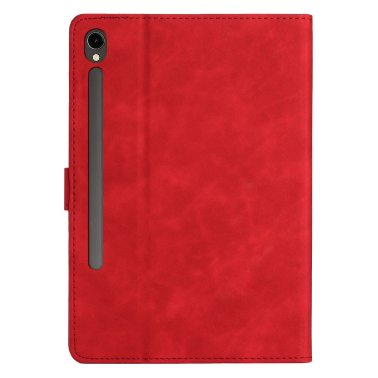 For Samsung Galaxy Tab S9 FE X510/X516B Coconut Tree Embossed Smart Leather Tablet Case(Red)