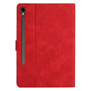 For Samsung Galaxy Tab S9 FE X510/X516B Coconut Tree Embossed Smart Leather Tablet Case(Red)