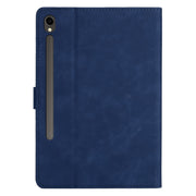 For Samsung Galaxy Tab S9 FE X510/X516B Coconut Tree Embossed Smart Leather Tablet Case(Blue)