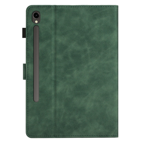 For Samsung Galaxy Tab S9 FE X510/X516B Coconut Tree Embossed Smart Leather Tablet Case(Green)