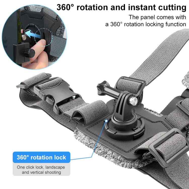 7 in 1 Phone Clamp Adjustable Body Mount Belt Chest Strap with Mount & Screw(Grey)