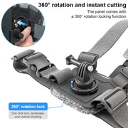 3 in 1 Adjustable Body Mount Belt Chest Strap with Mount & Screw(Grey)