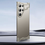 For Samsung Galaxy S24 Ultra 5G Frameless Metal Corner Pad Phone Case with Lens Film(Grey)