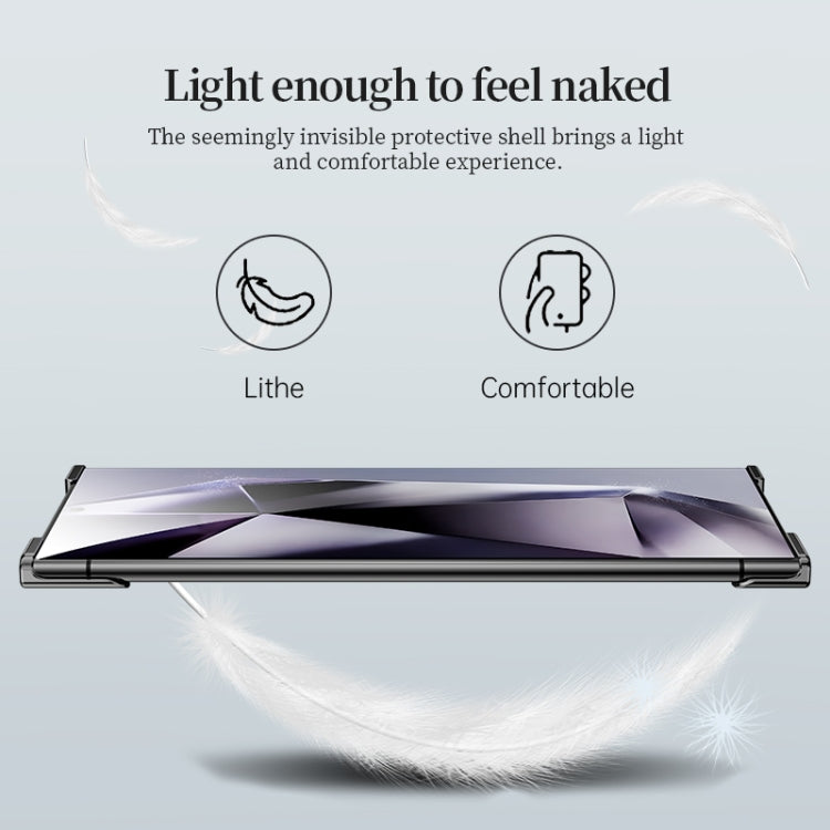 For Samsung Galaxy S24 Ultra 5G Frameless Metal Corner Pad Phone Case with Lens Film(Grey)
