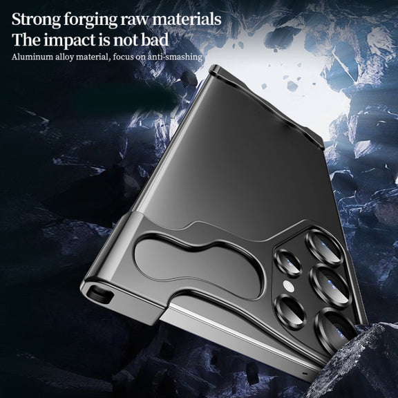 For Samsung Galaxy S24 Ultra 5G Frameless Metal Corner Pad Phone Case with Lens Film(Grey)