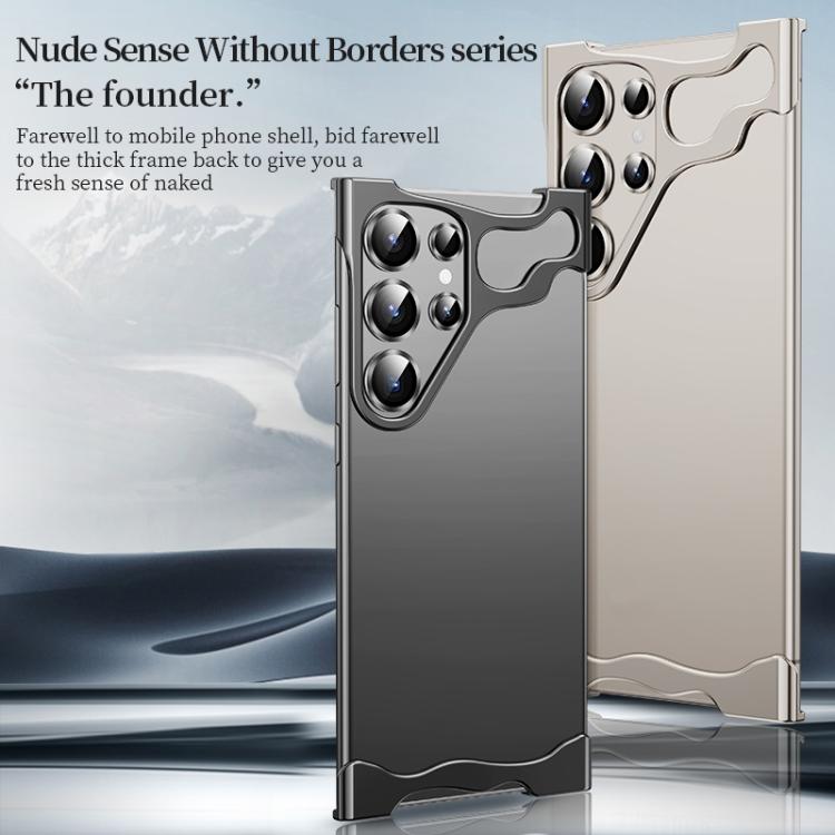 For Samsung Galaxy S25 Ultra 5G Frameless Metal Corner Pad Phone Case with Lens Film(Silver)
