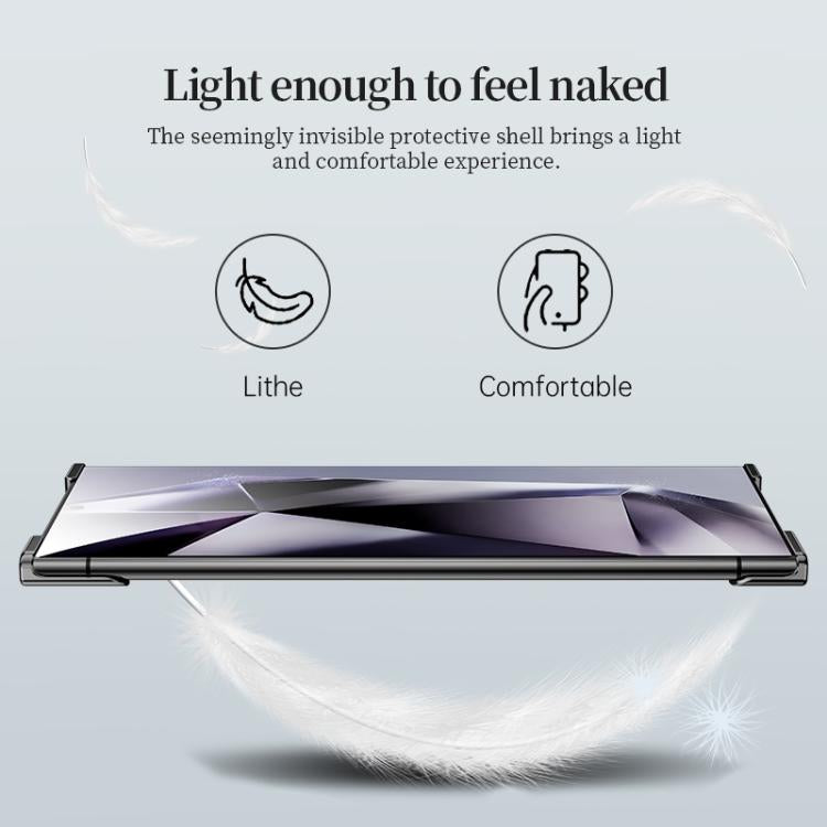 For Samsung Galaxy S25 Ultra 5G Frameless Metal Corner Pad Phone Case with Lens Film(Silver)