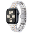 For Apple Watch SE 2023 40mm Double T Stainless Steel Watch Band(Silver Gold) - Watch Bands by PMC TechLife | Online Shopping South Africa | PMC TechLife