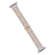 For Apple Watch SE 2023 40mm Double T Stainless Steel Watch Band(Silver Gold)