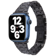 For Apple Watch Series 7 45mm Double T Stainless Steel Watch Band(Black)
