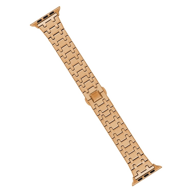 For Apple Watch SE 40mm Double T Stainless Steel Watch Band(Rose Gold)