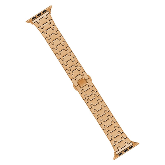 For Apple Watch SE 40mm Double T Stainless Steel Watch Band(Rose Gold)