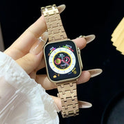 For Apple Watch SE 40mm Double T Stainless Steel Watch Band(Rose Gold)