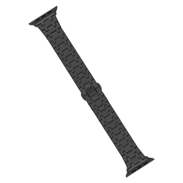 For Apple Watch Series 6 40mm Double T Stainless Steel Watch Band(Black)