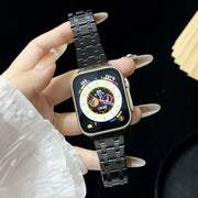 For Apple Watch Series 3 38mm Double T Stainless Steel Watch Band(Black)