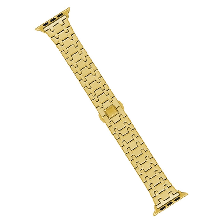 For Apple Watch Series 2 38mm Double T Stainless Steel Watch Band(Gold)