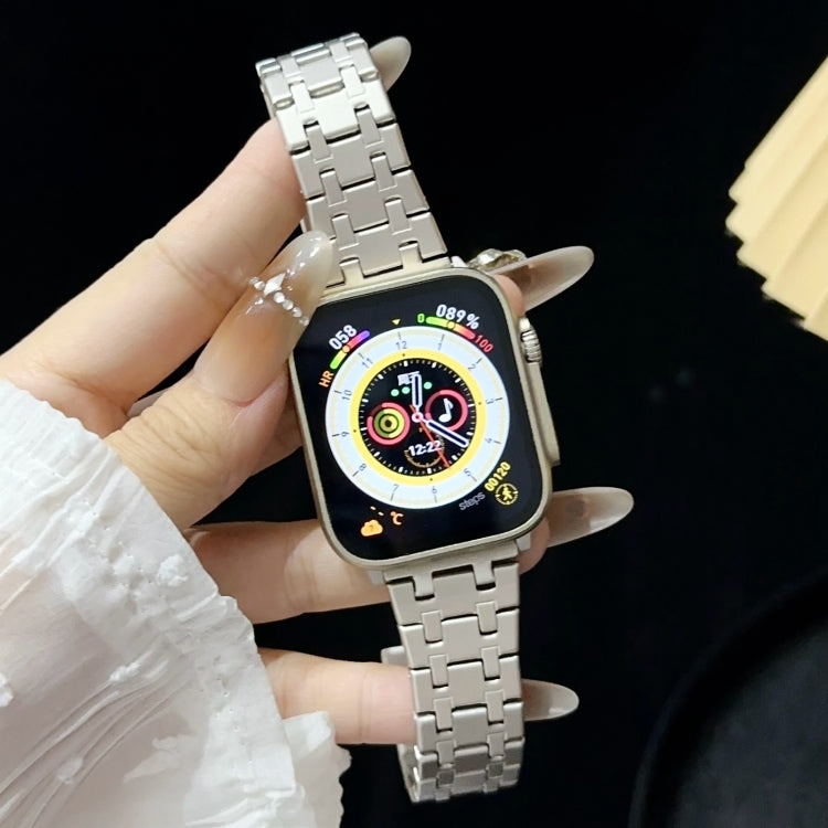 For Apple Watch Series 2 38mm Double T Stainless Steel Watch Band(Starlight)