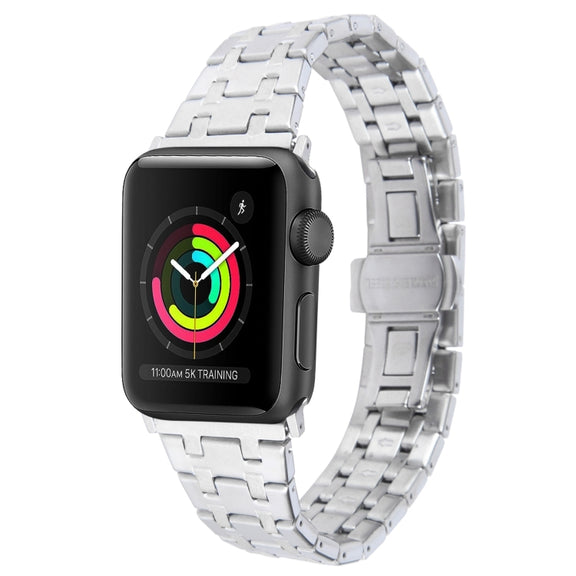For Apple Watch Series 2 38mm Double T Stainless Steel Watch Band(Silver)