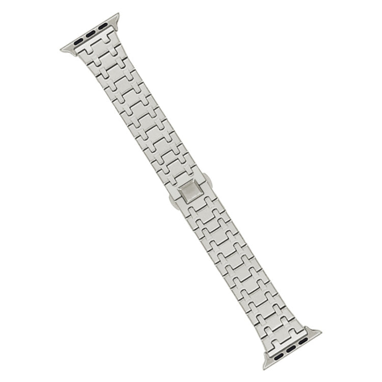 For Apple Watch 42mm Double T Stainless Steel Watch Band(Starlight)
