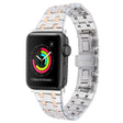 For Apple Watch 42mm Double T Stainless Steel Watch Band(Silver Rose Gold) - Watch Bands by PMC TechLife | Online Shopping South Africa | PMC TechLife
