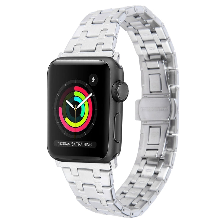 For Apple Watch 42mm Double T Stainless Steel Watch Band(Silver)