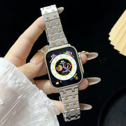 For Apple Watch 38mm Double T Stainless Steel Watch Band(Silver Rose Gold)