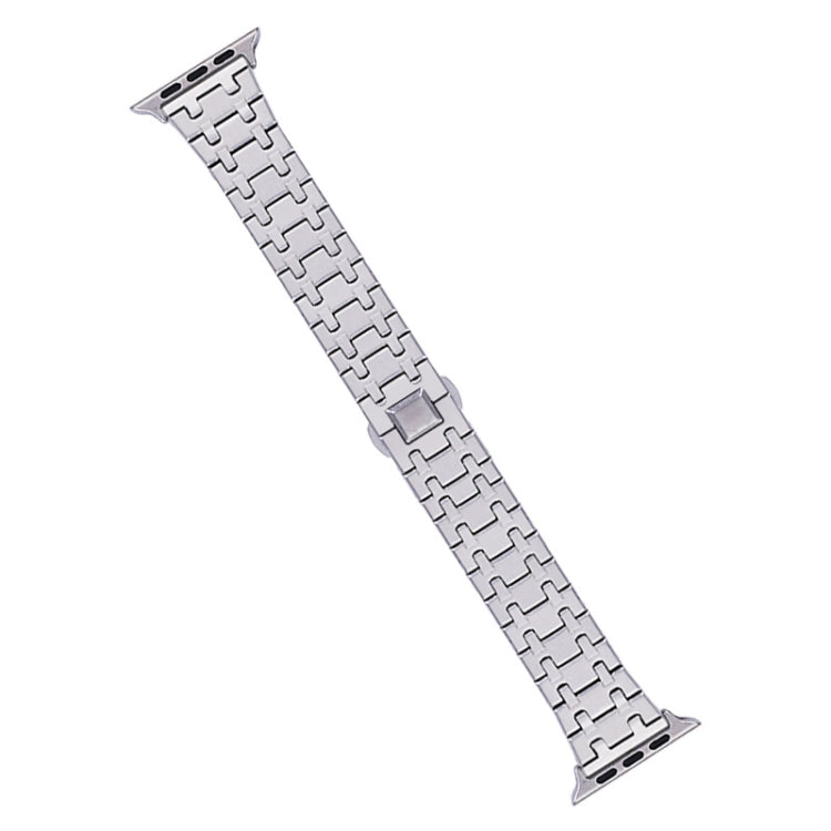 For Apple Watch 38mm Double T Stainless Steel Watch Band(Silver)
