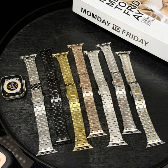 For Apple Watch 38mm Double T Stainless Steel Watch Band(Starlight)