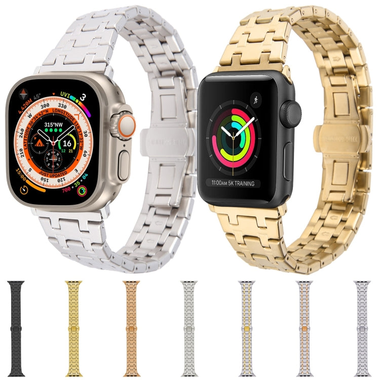 For Apple Watch Series 2 38mm Double T Stainless Steel Watch Band(Silver)