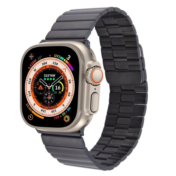 For Apple Watch Ultra 49mm Bamboo Stainless Steel Magnetic Watch Band(Black)