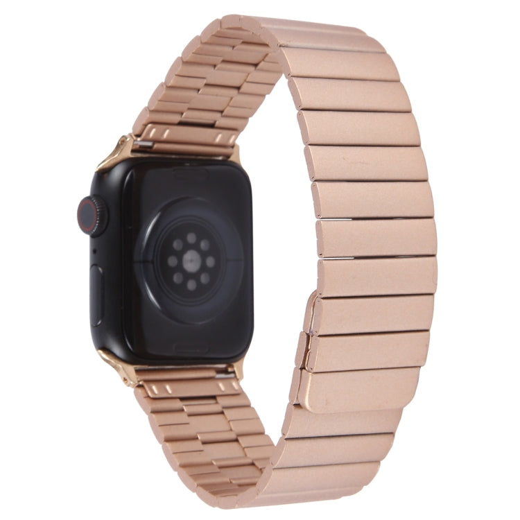 For Apple Watch SE 44mm Bamboo Stainless Steel Magnetic Watch Band(Rose Gold)