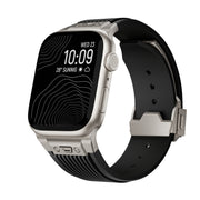 For Apple Watch Series 8 45mm Vertical Texture Titanium Buckle Elastic Silicone Watch Band(Black)