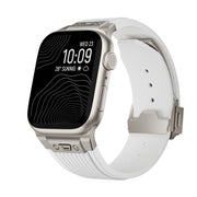 For Apple Watch Series 5 44mm Vertical Texture Titanium Buckle Elastic Silicone Watch Band(White)