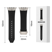 For Apple Watch Series 6 44mm Vertical Texture Titanium Buckle Elastic Silicone Watch Band(Black)