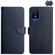 For TCL 502 Genuine Leather Fingerprint-proof Flip Phone Case(Blue)