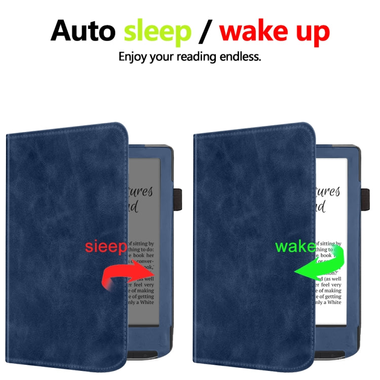 For Pocketbook Verse / Verse Pro Calfskin Leather Smart Tablet Case(Blue)